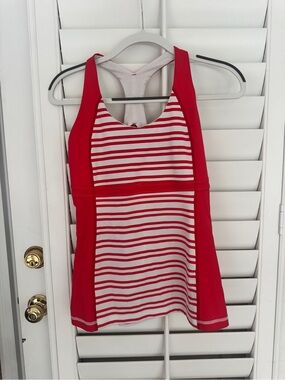 lululemon athletica Red and White Striped Tank Top